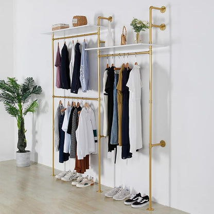 Industrial Pipe Clothing Rack Wall Mounted, Heavy Duty Hanging Clothes Rack - Image 6
