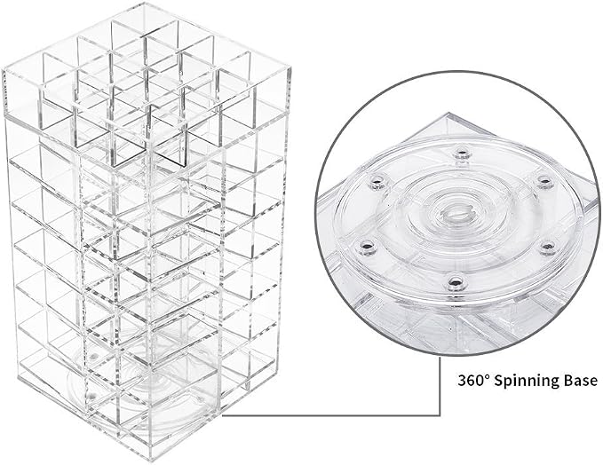 HBlife Lipstick Holder, Acrylic Rotating 64 Lipstick Tower Organizer Spinning - Image 5