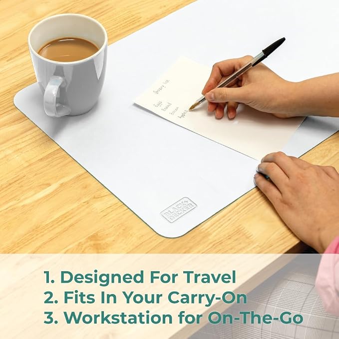 BLACK+DECKER Small Travel Desk Mat, Office Desk Pad, Computer Mat, Laptop Pad - Image 2