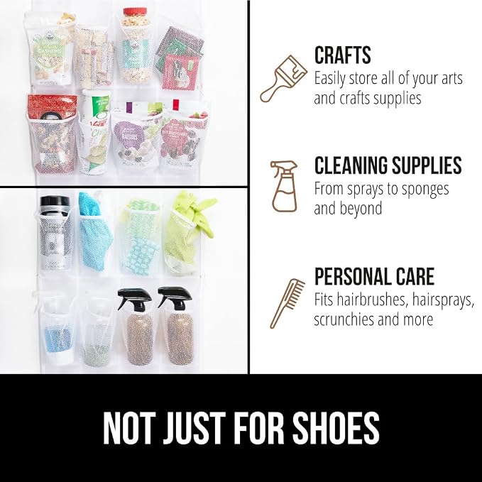 GORILLA GRIP Over the Door Shoe Organizer, 24 Extra Large Breathable Mesh - Image 7