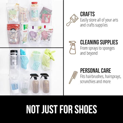 GORILLA GRIP Over the Door Shoe Organizer, 2 Pack, 24 Breathable Mesh Pockets - Image 7