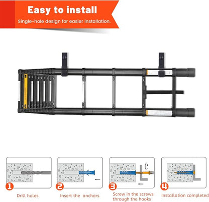 4 Pack Garage Storage Hooks, Ladder Hangers, Steel Wall Mount Hooks, Utility - Image 6