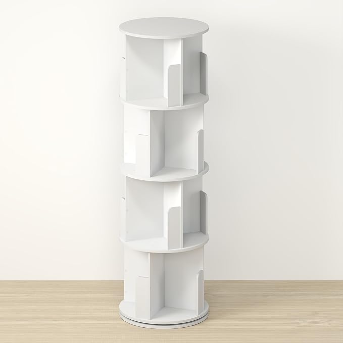 Toki 4-Tier 360 Rotating Bookshelf, Spinning Bookshelf Tower, Revolving Bookcase - Image 8