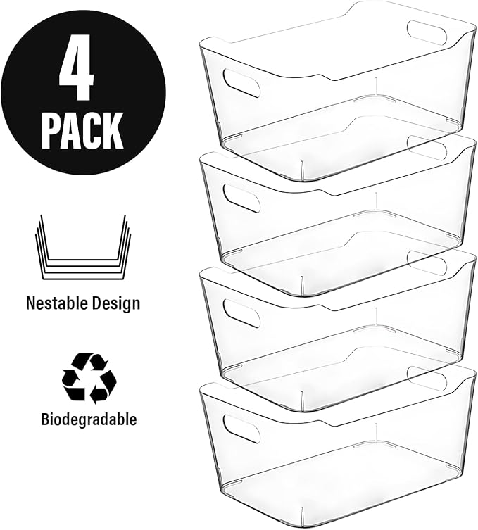 Clear Plastic Storage Bins for Kitchen Organization or Pantry Organizers and - Image 5