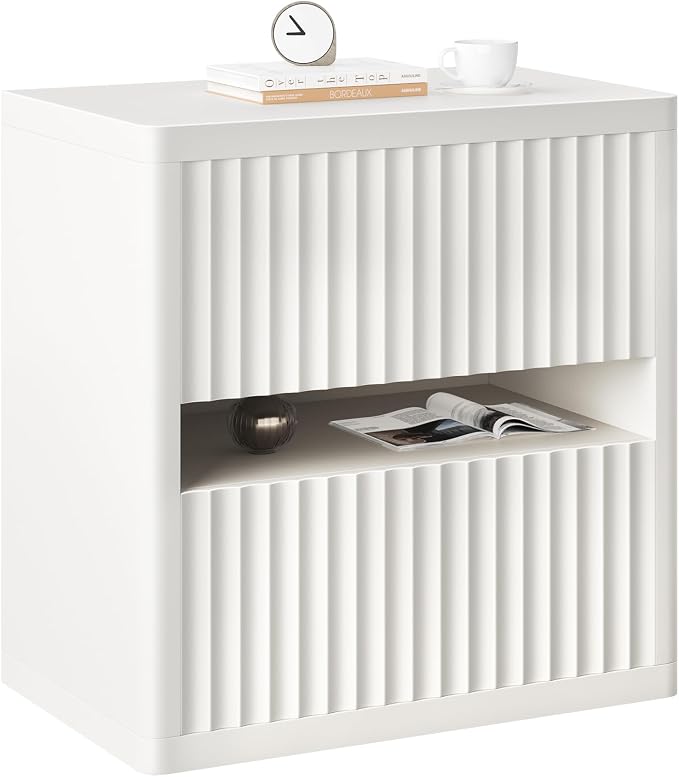 Dripex Fluted Nightstand with 2 Drawers, Large Wide Wood Night Stand Bedside - Image 8