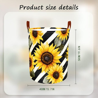 Laundry Baskets 15.7x19.7 Inch Large Sunflower Striped Design Collapsible - Image 3
