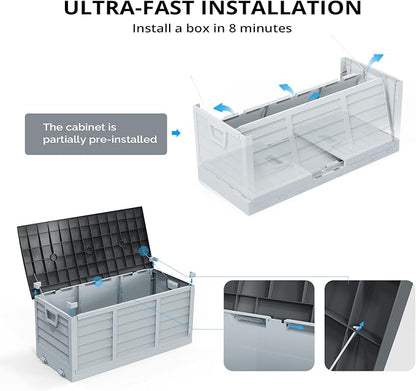Foldable 75 Gallon Outdoor Storage Box, Plastic Storage Containers - Image 2