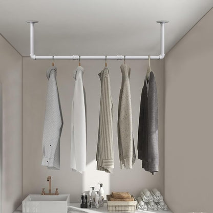 Industrial Iron Pipe Clothes Hanging Bar DIY Wall-Mounted Garment Rack Heavy - Image 5