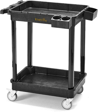 ELAFROS Heavy Duty 2-Shelf Utility Cart, 28x19 Inch, 330 lbs Capacity, by ELAFROS
