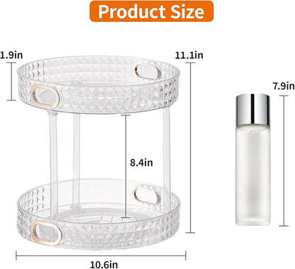 360° Rotating Makeup Organizer, 2 Tier Large Perfume Organizers - Image 7