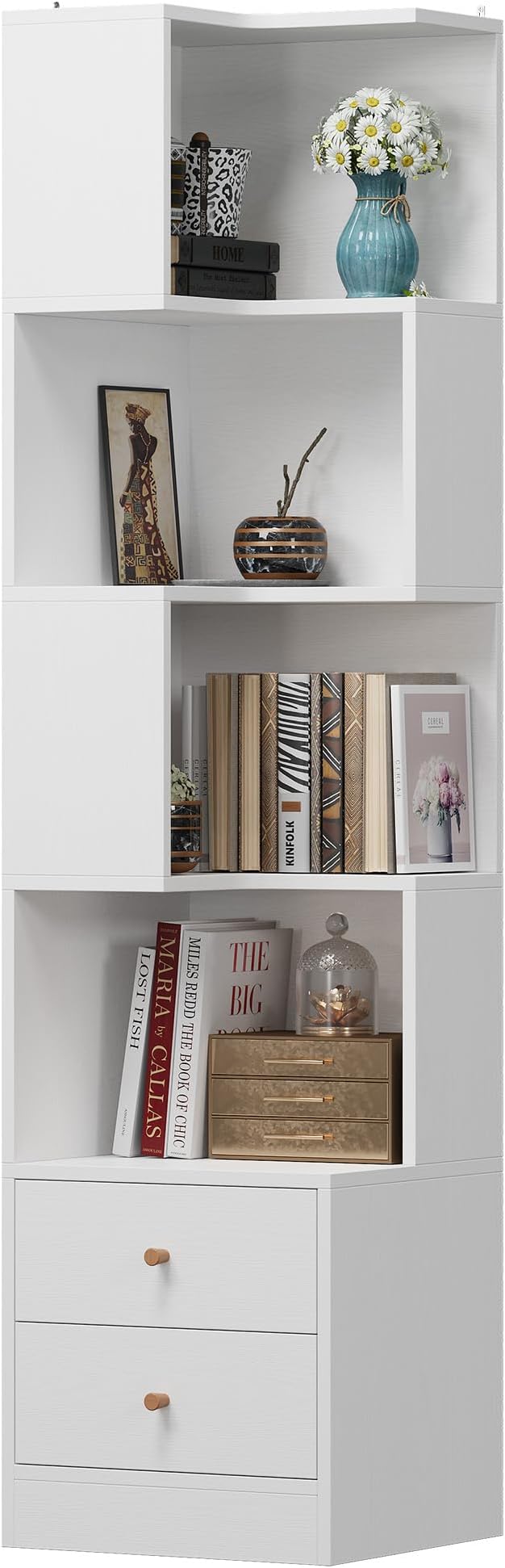 IRONCK Corner Bookshelf, 70.87" Tall Corner Bookcase - Image 9