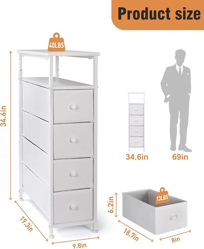Narrow Dresser for Bedroom, Fabric Tall Dresser & Chests of Drawers - Image 3