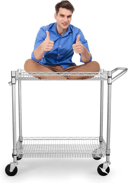 WDT 2 Tier Heavy Duty Utility Cart, NSF Rolling Carts - Image 7