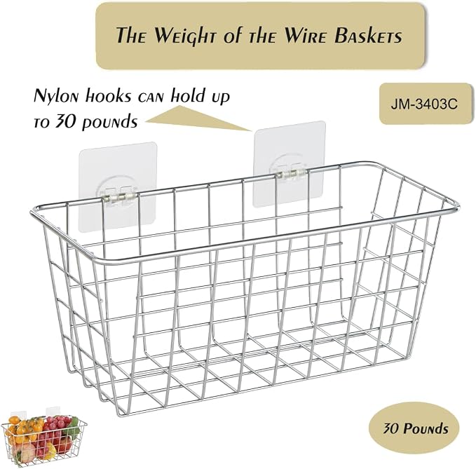 JUNCHU CHERRY 2 Pack Hanging Storage Basket, Bathroom Basket, Household Goods - Image 8