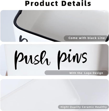 ONTUBE Farmhouse Square Push Pins Holders, Ceramic Binder Clip Dispenser - Image 2