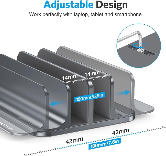 OMOTON Vertical Laptop Stand, Desktop Aluminum Mac Book Stand - Image 4