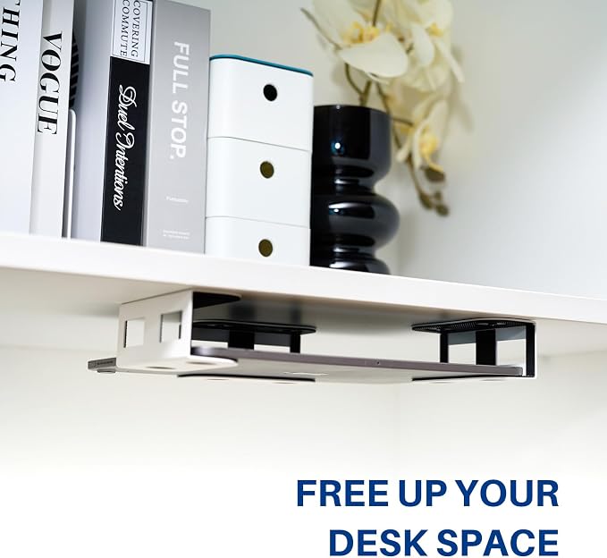 BYMECOST Under Desk Laptop Mount, Metal Under Desk Storage Holder, - Image 7