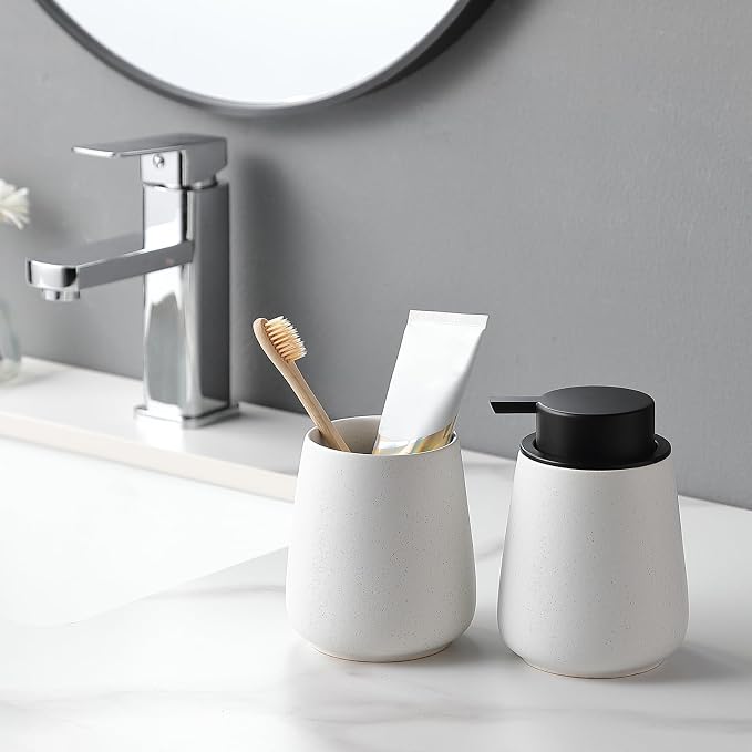 Speckled White Toothbrush Holder Set - Image 6