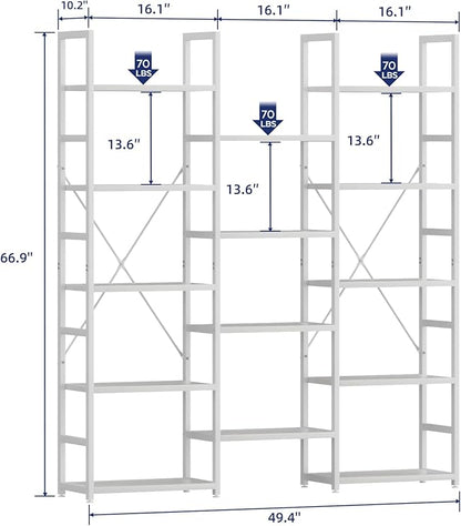 NUMENN Triple Column 5 Tier Bookshelf, Bookcase - Image 3
