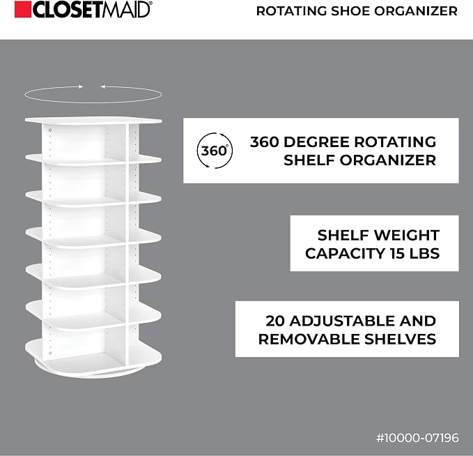 ClosetMaid Multipurpose Carousel Storage and Shoe Tower, 22.79" W x 47.48" H x - Image 6