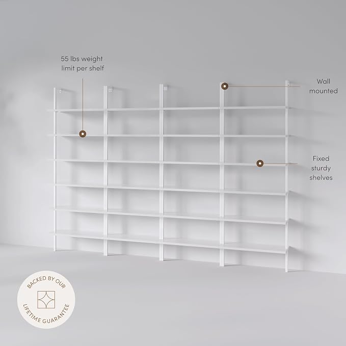 Nathan James Theo 6-Shelf Tall Modern Bookshelf, Wall Mount Ladder Shelf - Image 4