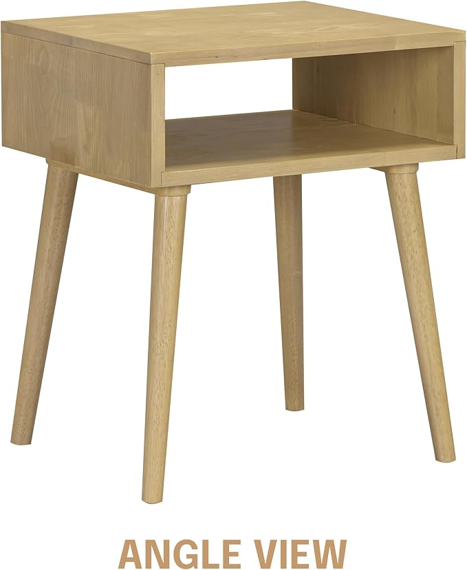 NTC Zoe Solid Wood Nightstand, Mid Century Modern Side Table Bedroom, Bedside - Image 3