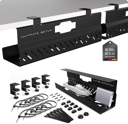 Under Desk Cable Management Tray no Drill – Wire Management by UltimateSetup