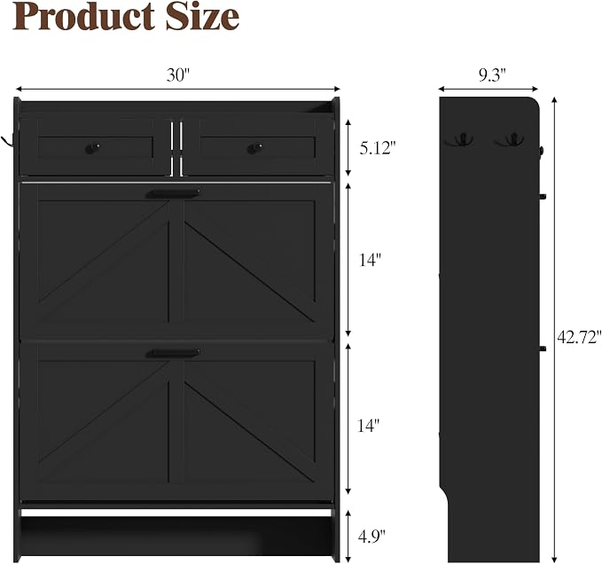 Thacuok Black Shoe Cabinet - Image 2