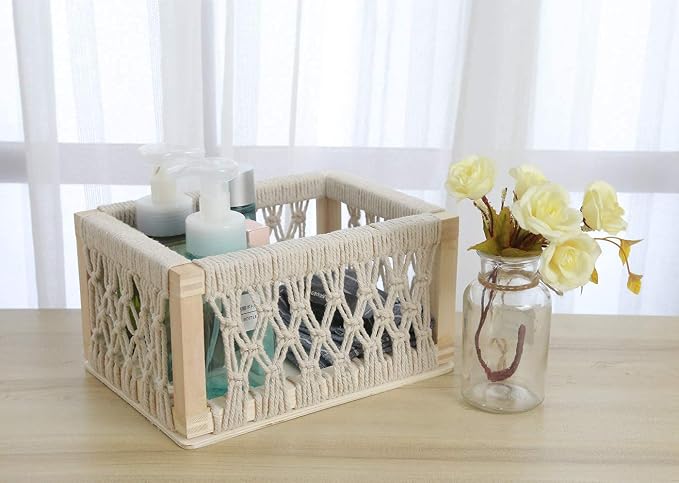 Macrame Baskets for Storage Set of 3, Perfect Pampas Grass Holder - Image 8