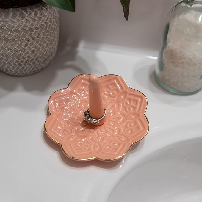 Ceramic Pink Mandala Jewelry Holder Decorative Ring Holder/Trinket Tray - Image 2