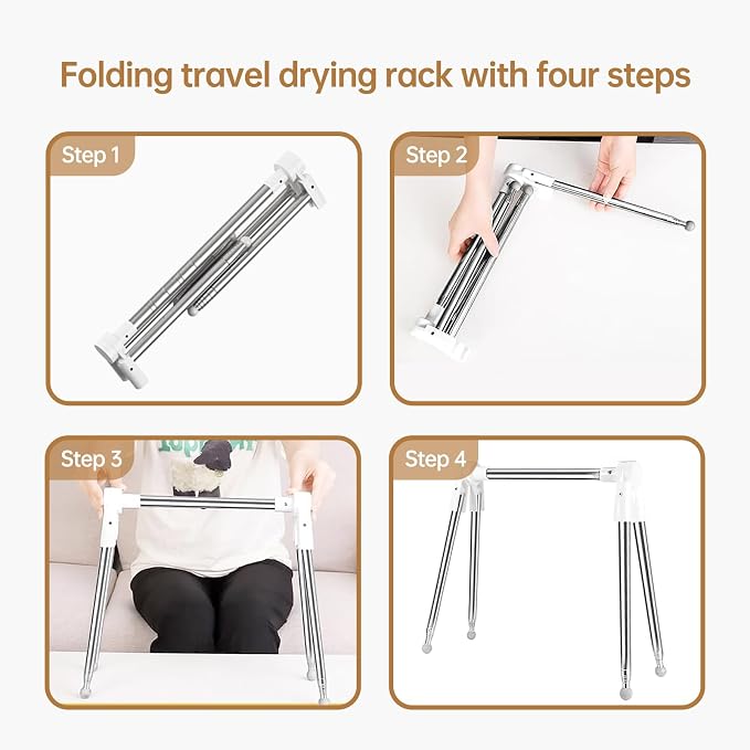 Clothes Drying Rack Foldable, Stainless Steel Portable Clothes Rack Collapsible - Image 4