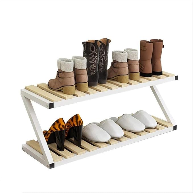 Shoe Rack, Household Solid Wood Iron Standing Storage Bench Shoes Organizer by Unknown