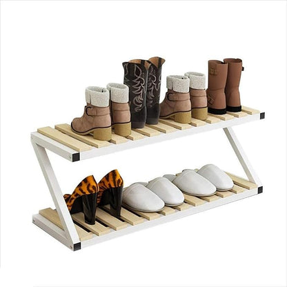 Shoe Rack, Household Solid Wood Iron Standing Storage Bench Shoes Organizer by Unknown