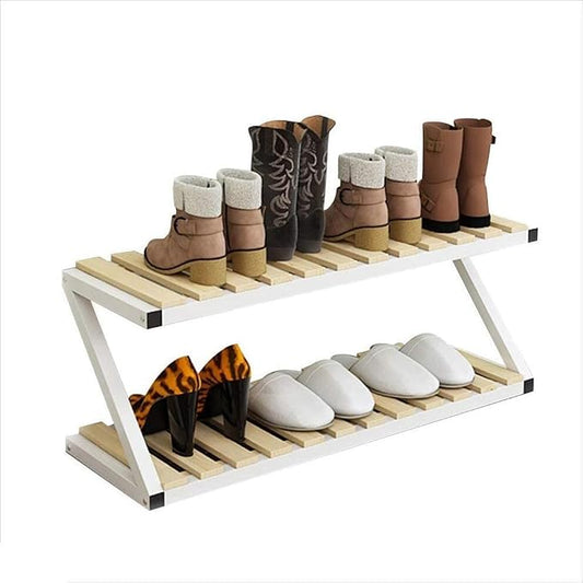 Shoe Rack, Household Solid Wood Iron Standing Storage Bench Shoes Organizer by Unknown
