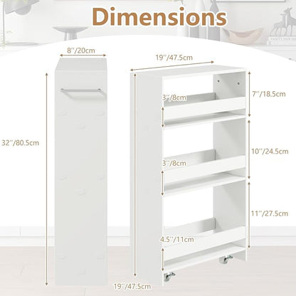 Slim Rolling Storage Cart, 4 Tier Narrow Kitchen Cart - Image 6