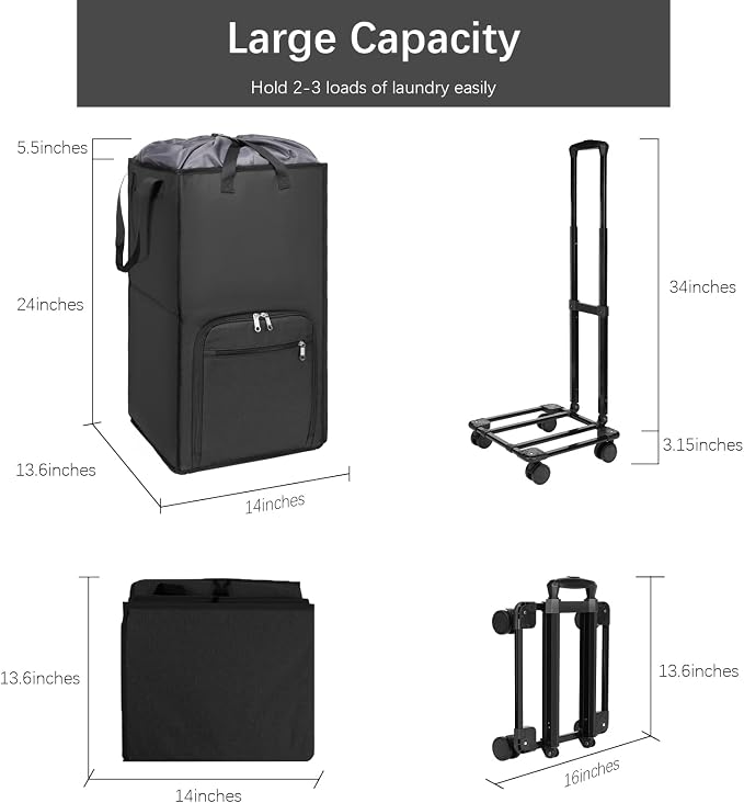 Bukere Extra Large Rolling Laundry Basket - Image 8