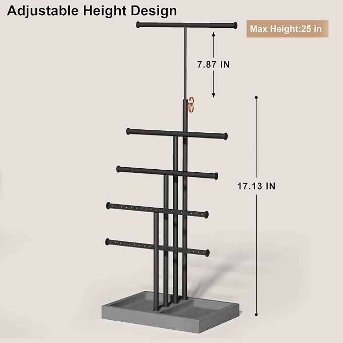 Love-KANKEI Jewelry Organizer Stand, 5 Tier Large Necklace Holder - Image 4