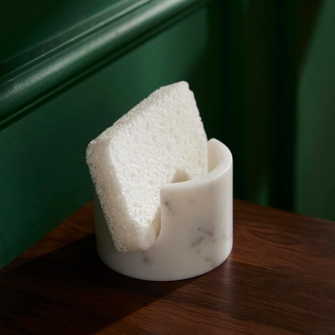 Natural Carrara White Marble Sponge Holder - Image 2