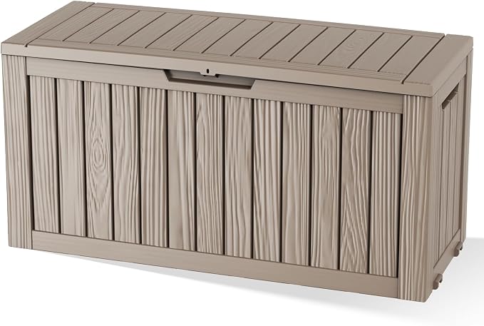 EasyUp 92 Gallon Reinforced Resin Deck Box – Waterproof & UV-Resistant Outdoor by EASYUP