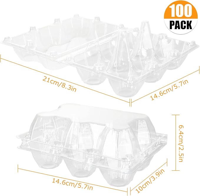 100PCS Plastic Egg Cartons Bulk 2x3 Egg Holders Style Holds 6 Eggs - Image 2