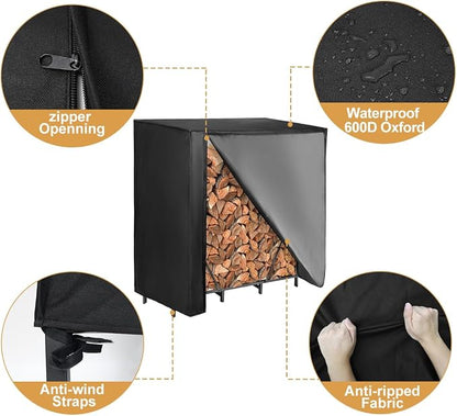 Vailge Firewood Rack Cover 4FT, Waterproof Firewood Rack Outdoor Cover - Image 4