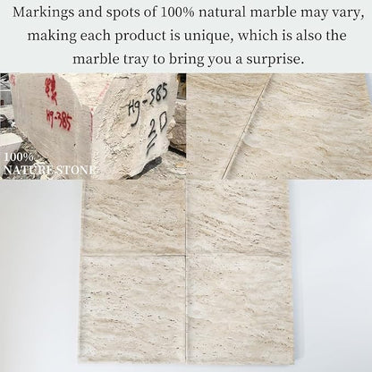 Natural Beige Travertine Marble Luxury Tray, - Image 7