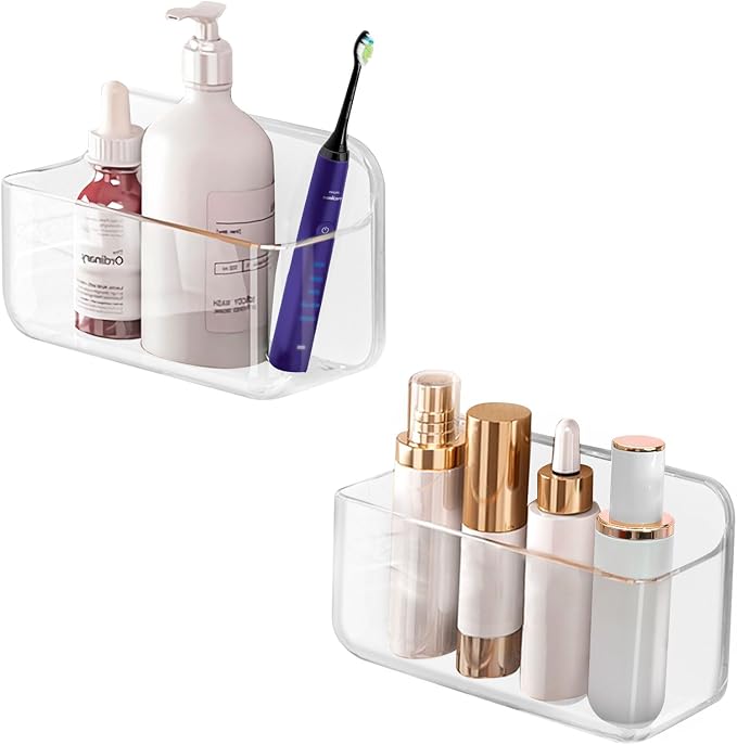 CGBE 2 Packs Cabinet Door Organizer, Acrylic Adhesive Shelf Wall Mounted Storage by CGBE