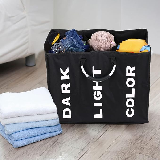 ACAGALA 3-Section Foldable Laundry Hamper - Image 2