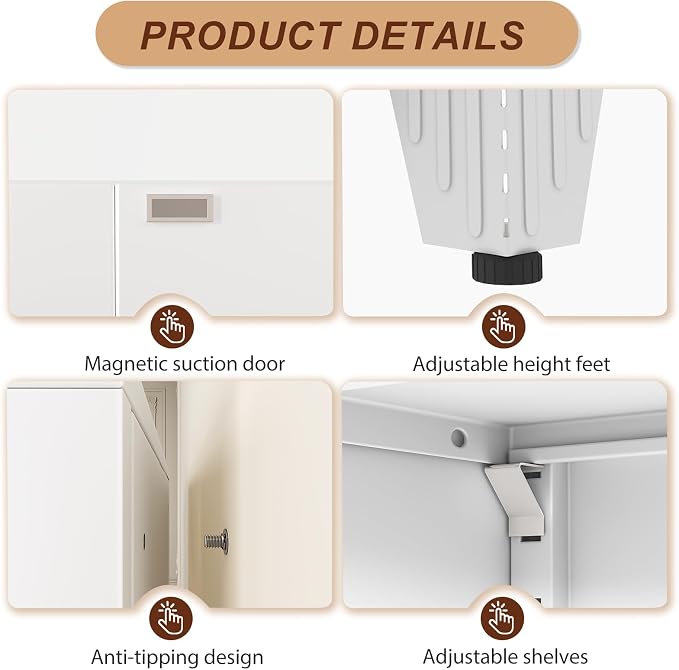 75" White Tall Metal Storage Cabinet - Image 6
