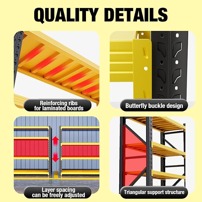 Heavy Duty Warehouse Shelving 4-Tier Industrial Steel Storage Shelves, 2600LB - Image 4