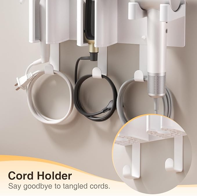 Hair Tool Organizer Wall Mount, Hair Dryer Holder, Curling Iron Storage - Image 2