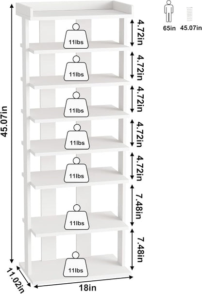 HOMEFORT 7-Tier Wood Shoe Rack, Double Rows 7-Tier Shoe Shelf, Shoe Storage - Image 2