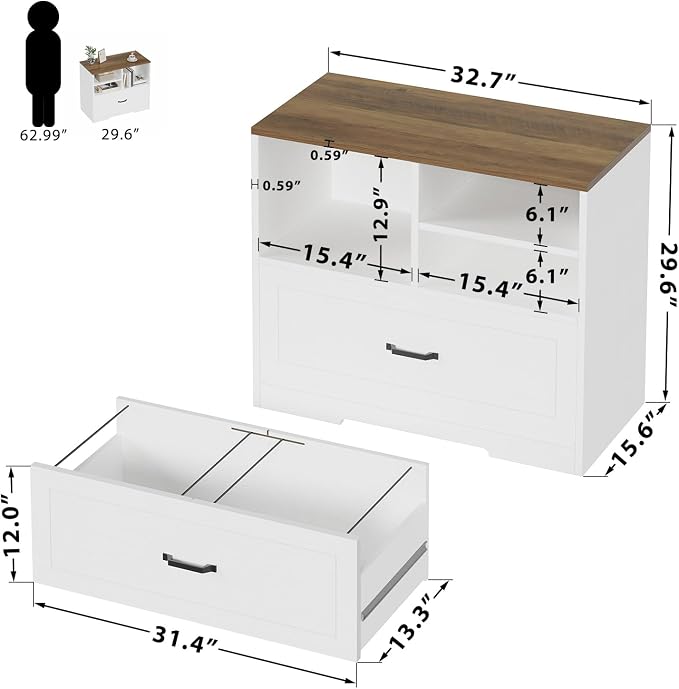 LVB Lateral File Cabinets for Home Office, Wood Filing Cabinet Drawers for - Image 2