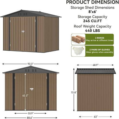 COMHOMA Shed Outdoor Storage Shed Metal, Lockable Doors Tool Sheds - Image 4
